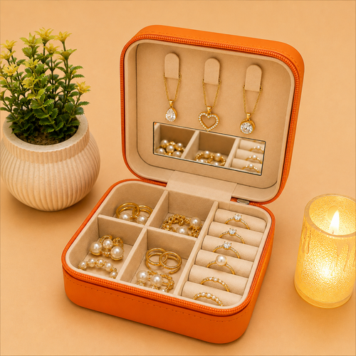 Jewellary Organizer-All-Season Compact Travel Jewellery Box-Zippered Organizer for Earrings, Necklaces & Bracelets