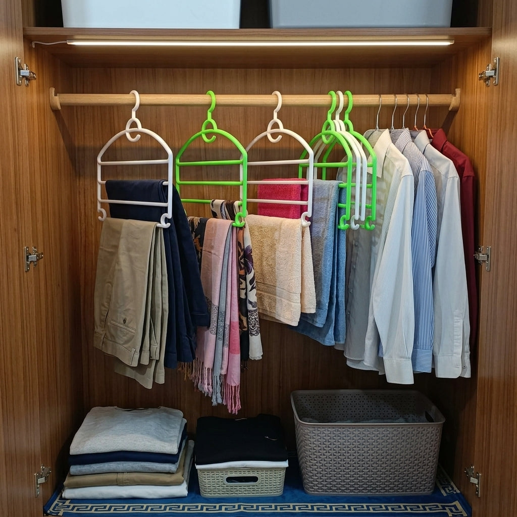 4-Layer Multifunctional Space-Saving Hanger for Clothes, Pants, belts, etc.