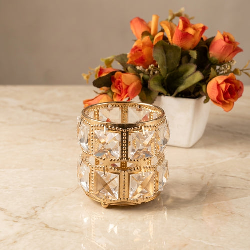 1 Piece Metal Crystal Round Makeup Organizer- Storage for Cosmetic Brushes/Lipsticks/Eyeliner/Nail Polish.