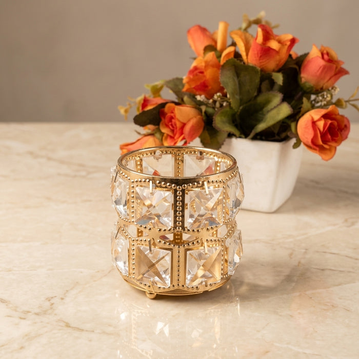 1 Piece Metal Crystal Round Makeup Organizer- Storage for Cosmetic Brushes/Lipsticks/Eyeliner/Nail Polish.