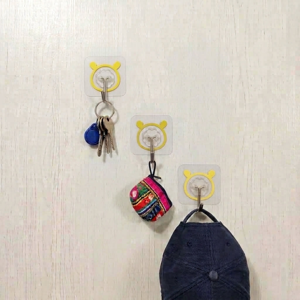3 Pcs Sticky Hooks-Self Adhesive Wall Hooks, Multifunctional hanging Storage wall Hooks for kitchen, bathroom and Other.