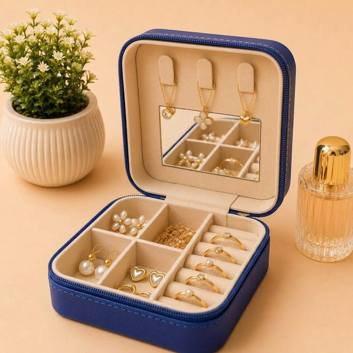 Jewellary Organizer-All-Season Compact Travel Jewellery Box-Zippered Organizer for Earrings, Necklaces & Bracelets