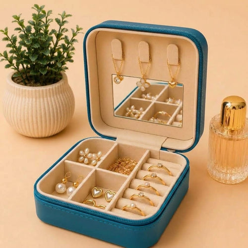 Jewellary Organizer-All-Season Compact Travel Jewellery Box-Zippered Organizer for Earrings, Necklaces & Bracelets