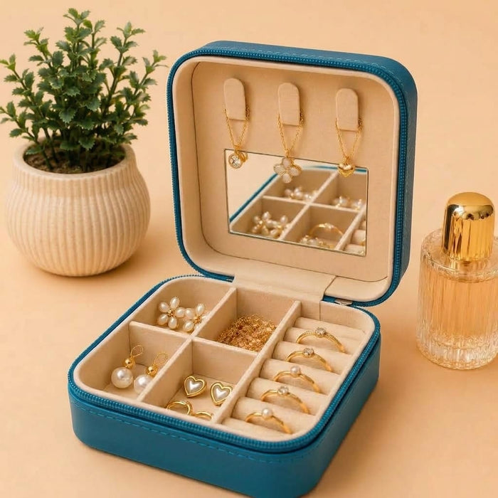 Jewellary Organizer-All-Season Compact Travel Jewellery Box-Zippered Organizer for Earrings, Necklaces & Bracelets